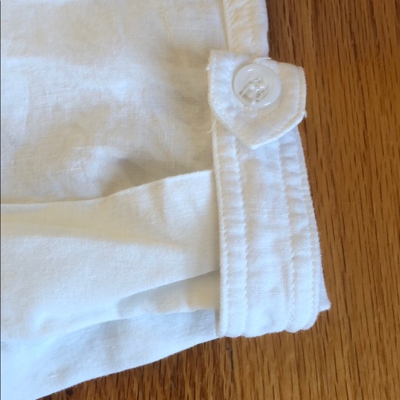 JUICY COUTURE white Linen short Shorts. Women 10 EUC pockets, tie belt cuffed - Picture 5 of 9